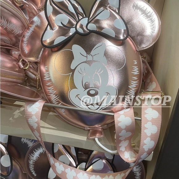 Loungefly Handbags - Disney Parks Loungefly Minnie Mouse Rose Gold Balloon Crossbody Zip Up Bag Purse